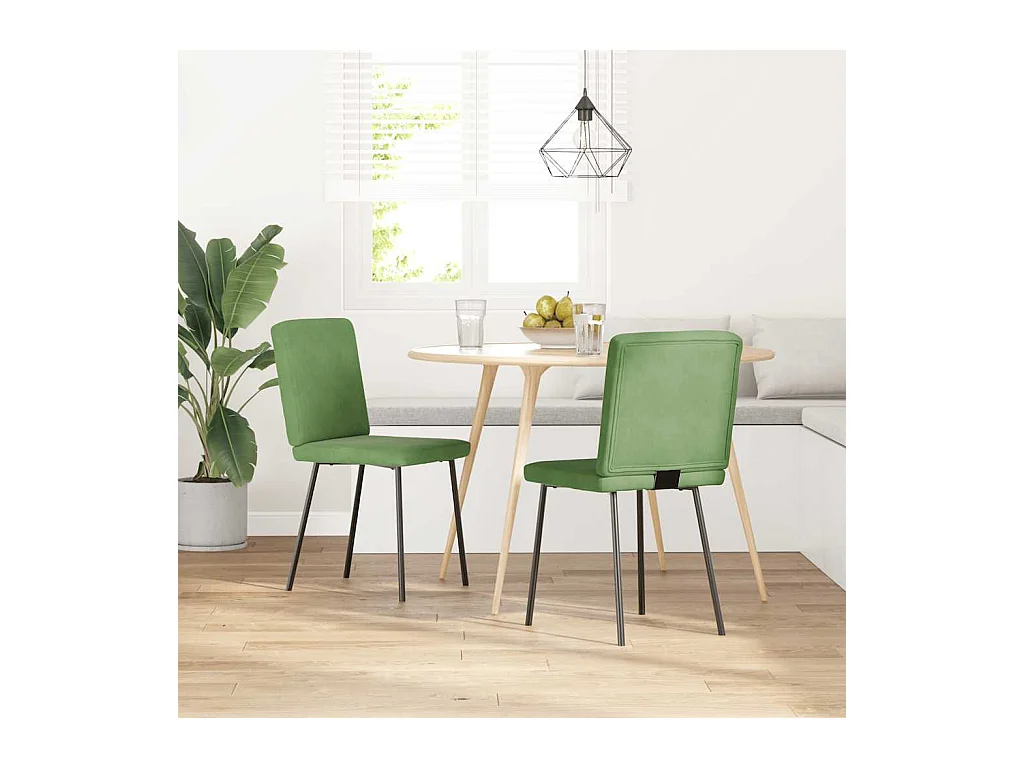 Chaises à manger lot de 2 Vert clair Velours