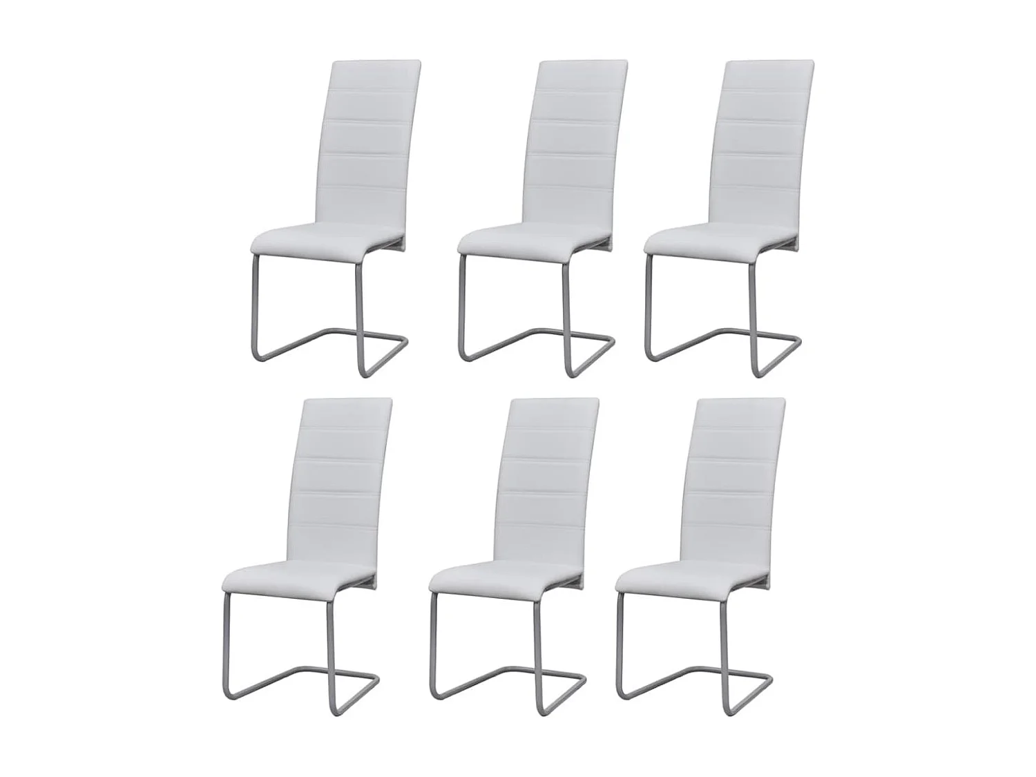 Cadeiras de jantar cantilever 6 peças couro artificial branco