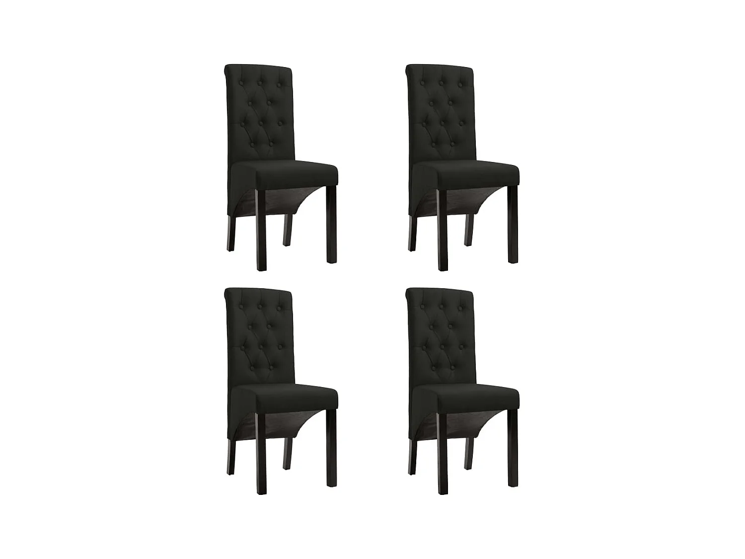 Chaises à manger lot de 4 noir tissu