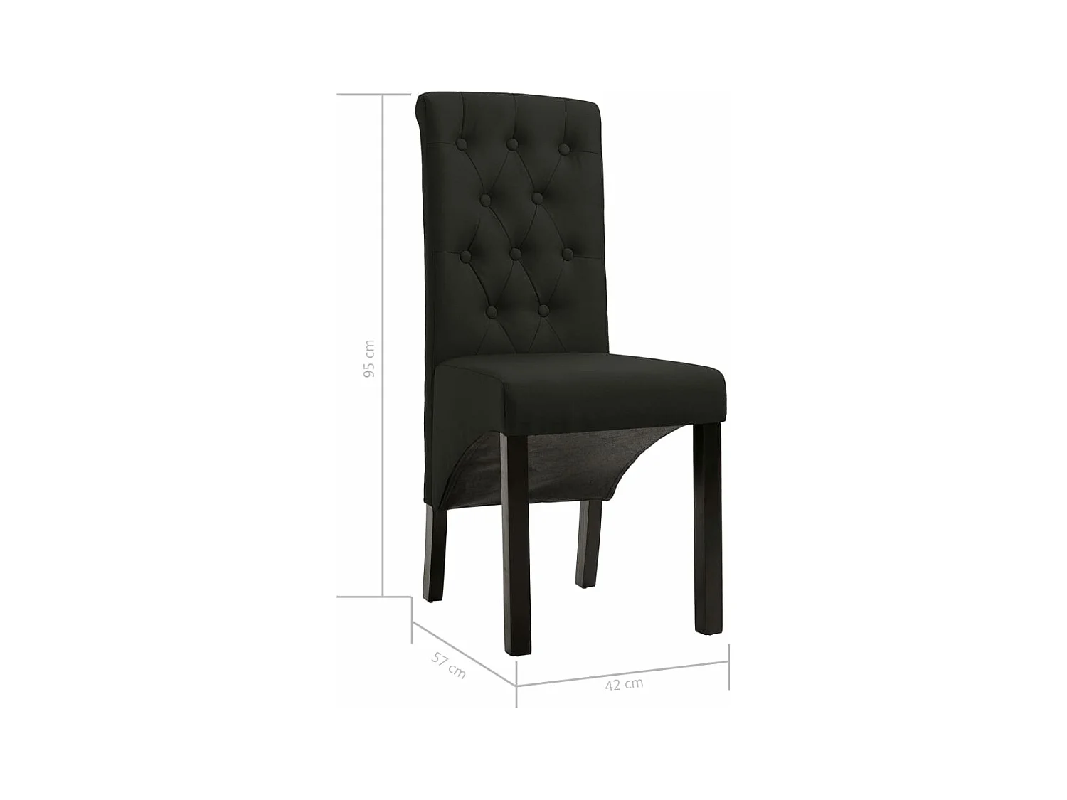 Chaises à manger lot de 4 noir tissu