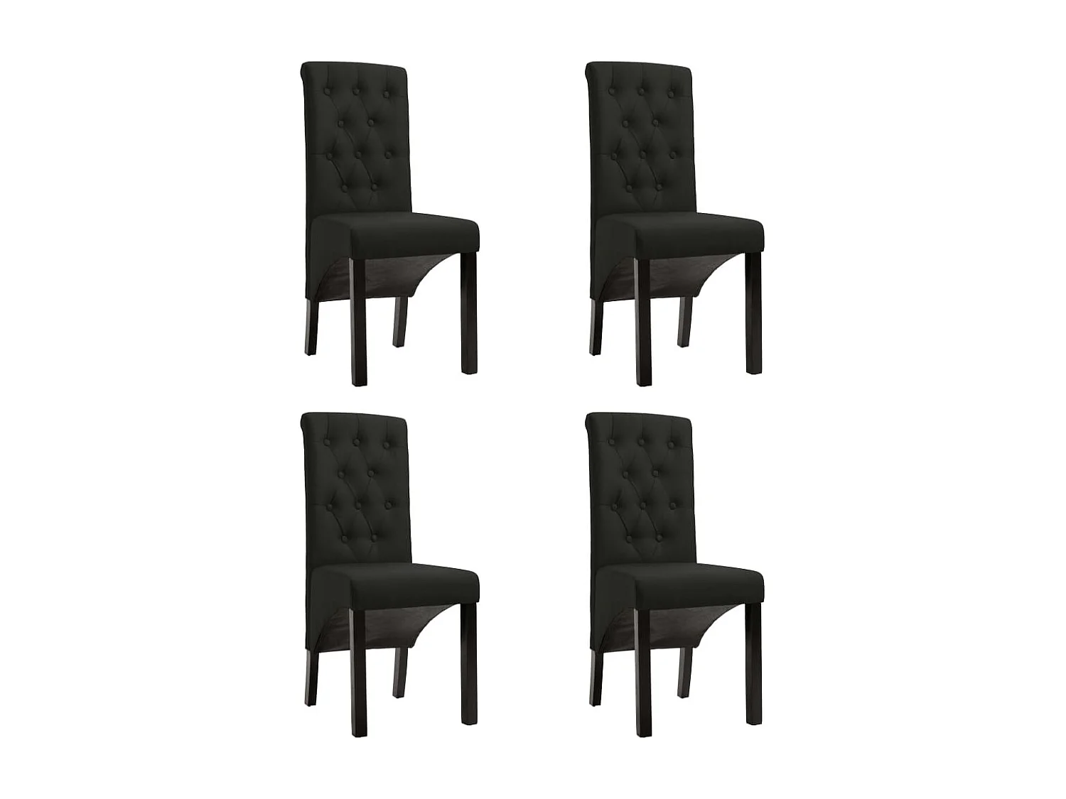 Chaises à manger lot de 4 noir tissu