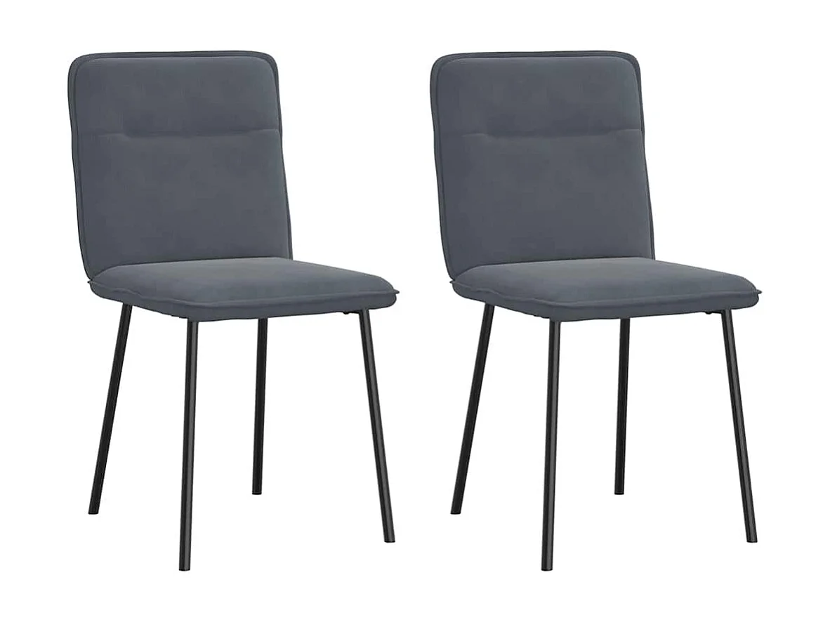 Chaises à manger lot de 2 Gris foncé Velours