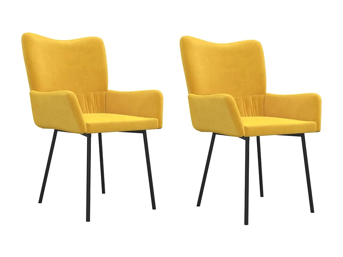 Chaises à manger lot de 2 Jaune Velours