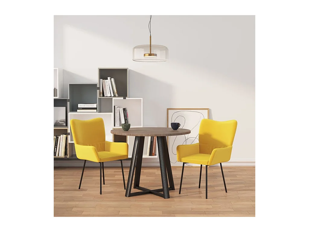 Chaises à manger lot de 2 Jaune Velours