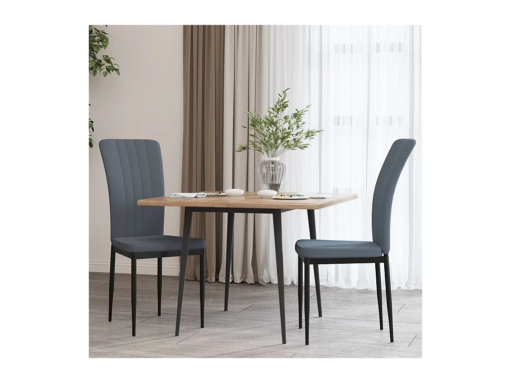 Chaises à manger lot de 2 Gris foncé Velours