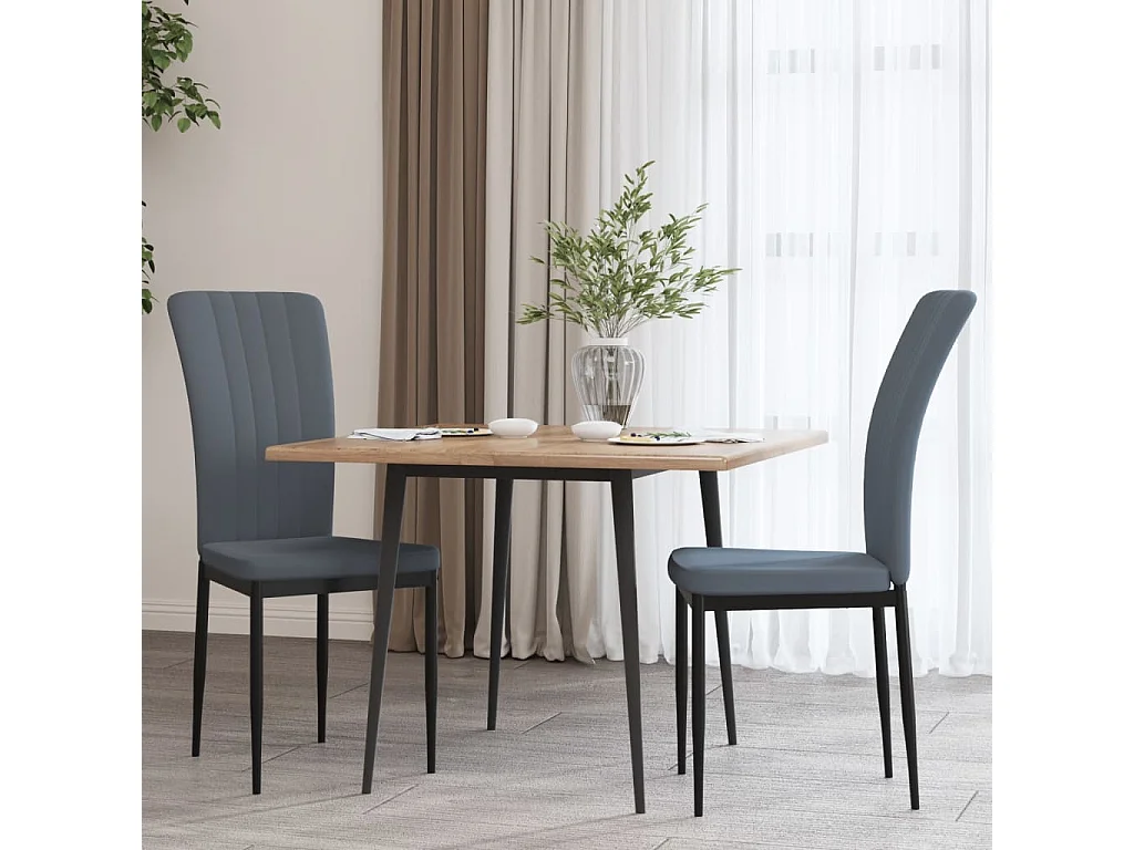 Chaises à manger lot de 2 Gris foncé Velours