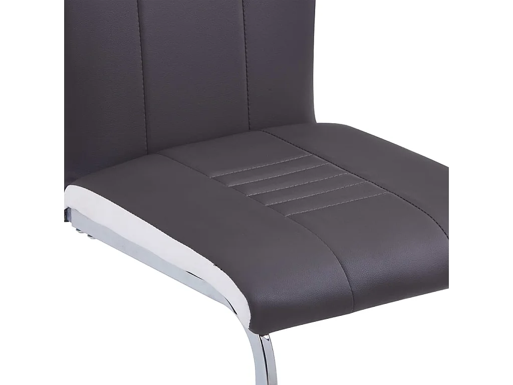 Cadeiras de jantar cantilever 2 peças couro artificial cinzento