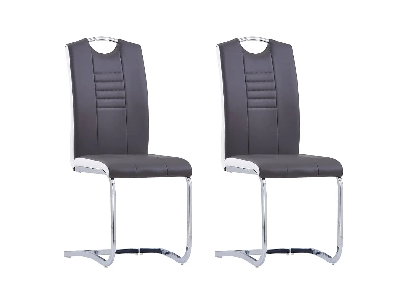 Chaises à manger cantilever lot de 2 gris similicuir