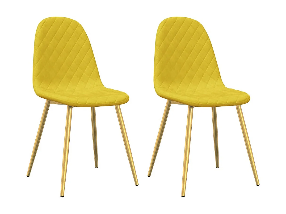 Chaises à manger lot de 2 jaune moutarde velours