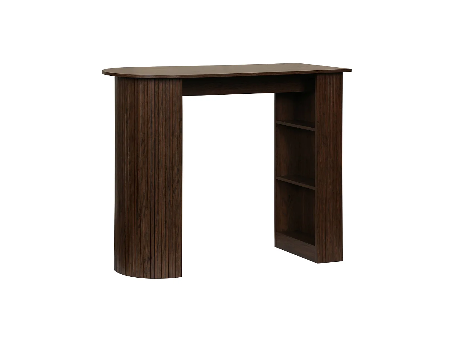 Tavolo alto da cucina decorato in legno con ripostigli Noce - 120x55x100 cm