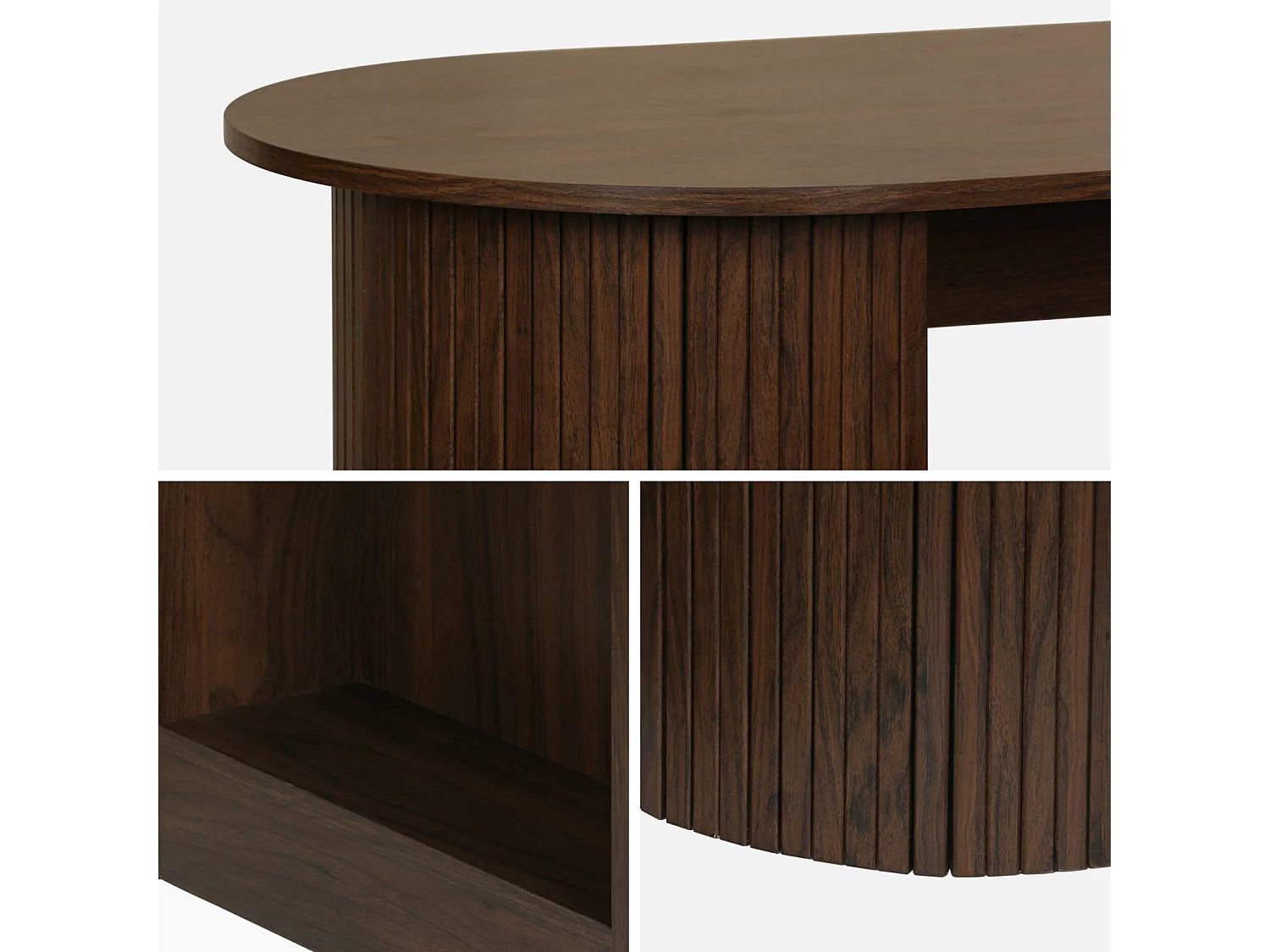Tavolo alto da cucina decorato in legno con ripostigli Noce - 120x55x100 cm