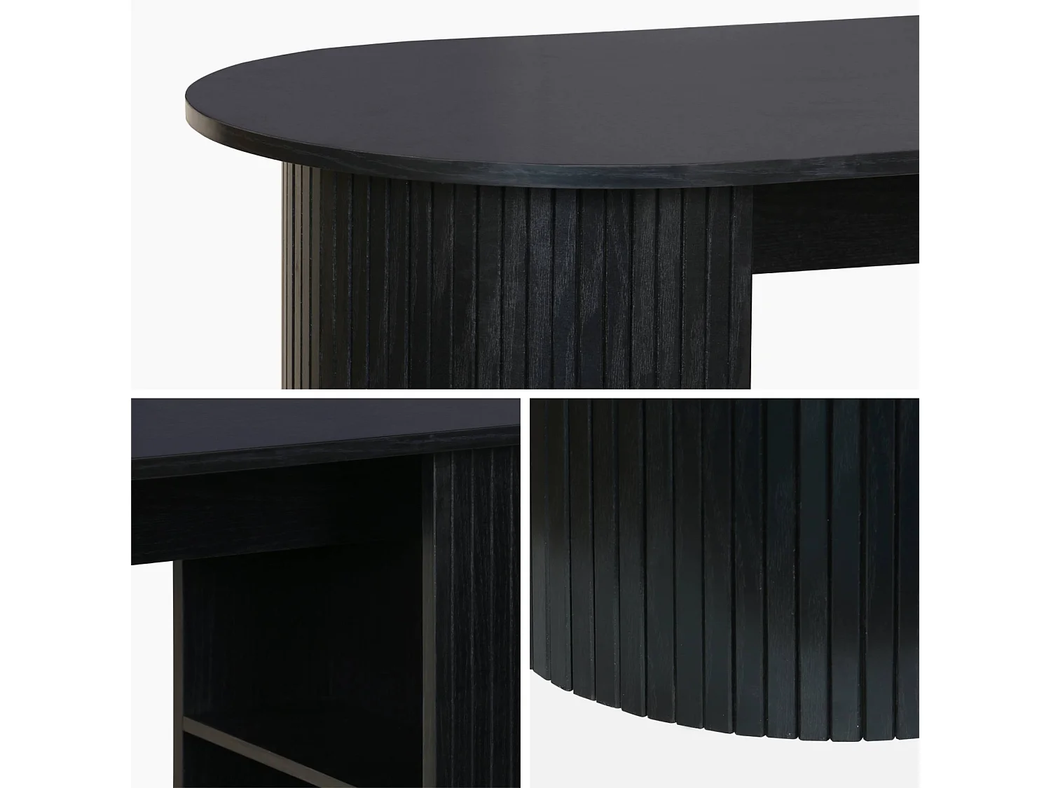 Tavolo alto da cucina decorato in legno con ripostigli, nero