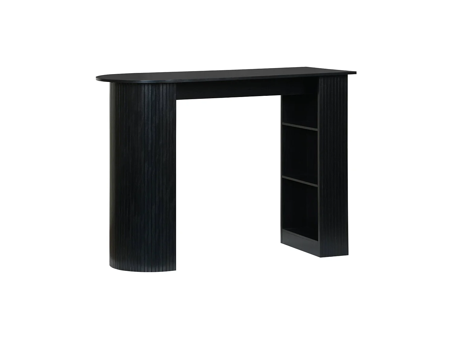 Tavolo alto da cucina decorato in legno con ripostigli Nero - 120x55x100 cm
