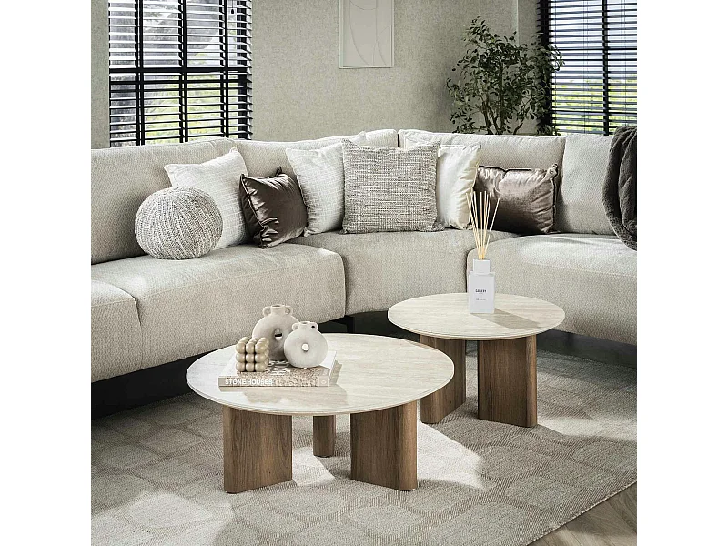 Table basse ronde en céramique (lot de 2) ASCOLI