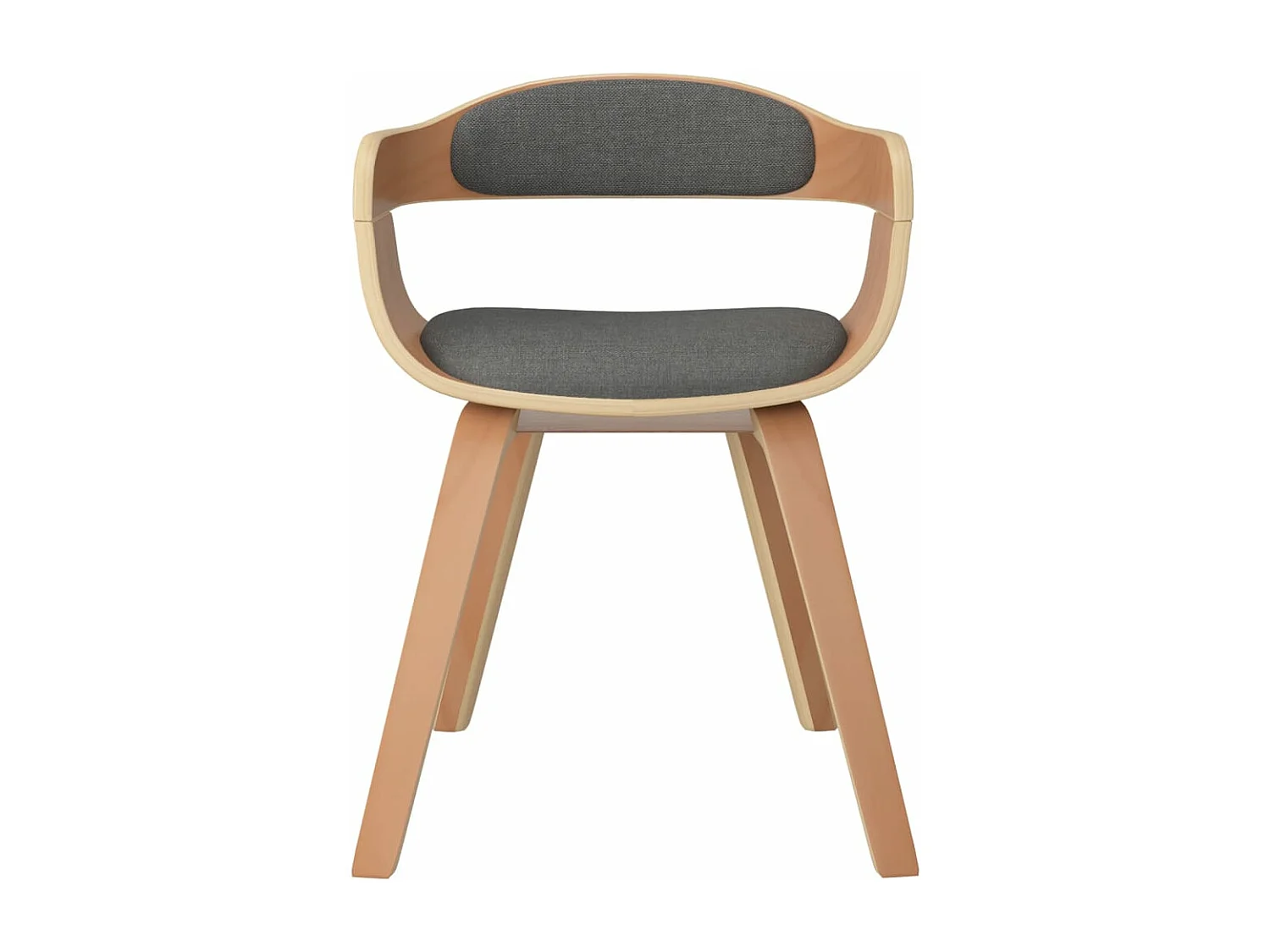 Silla de comedor 4 unidades madera curvada y tela gris claro