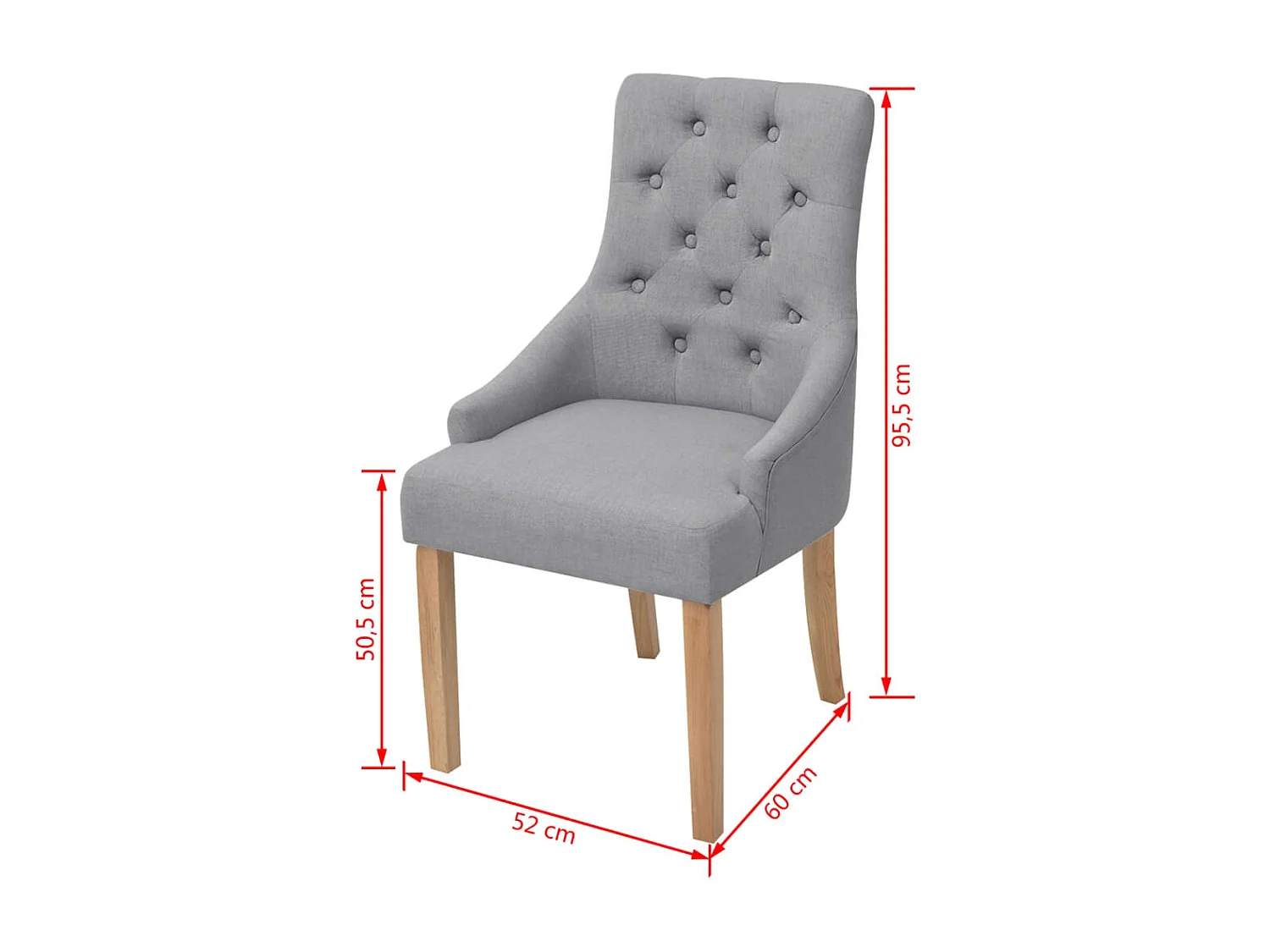 Chaises à manger lot de 4 gris clair tissu