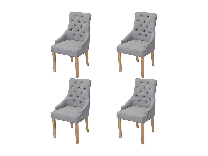 Chaises à manger lot de 4 gris clair tissu