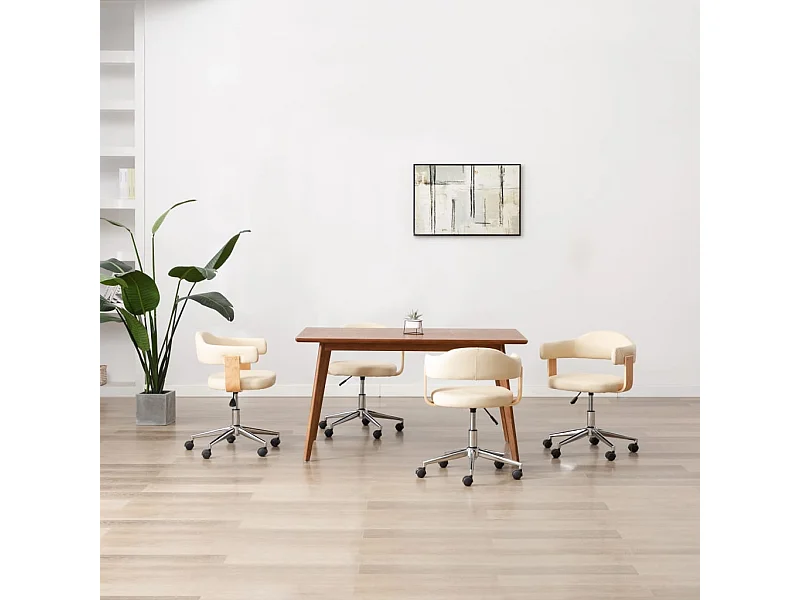 Chaises pivotantes à manger lot de 4 crème similicuir