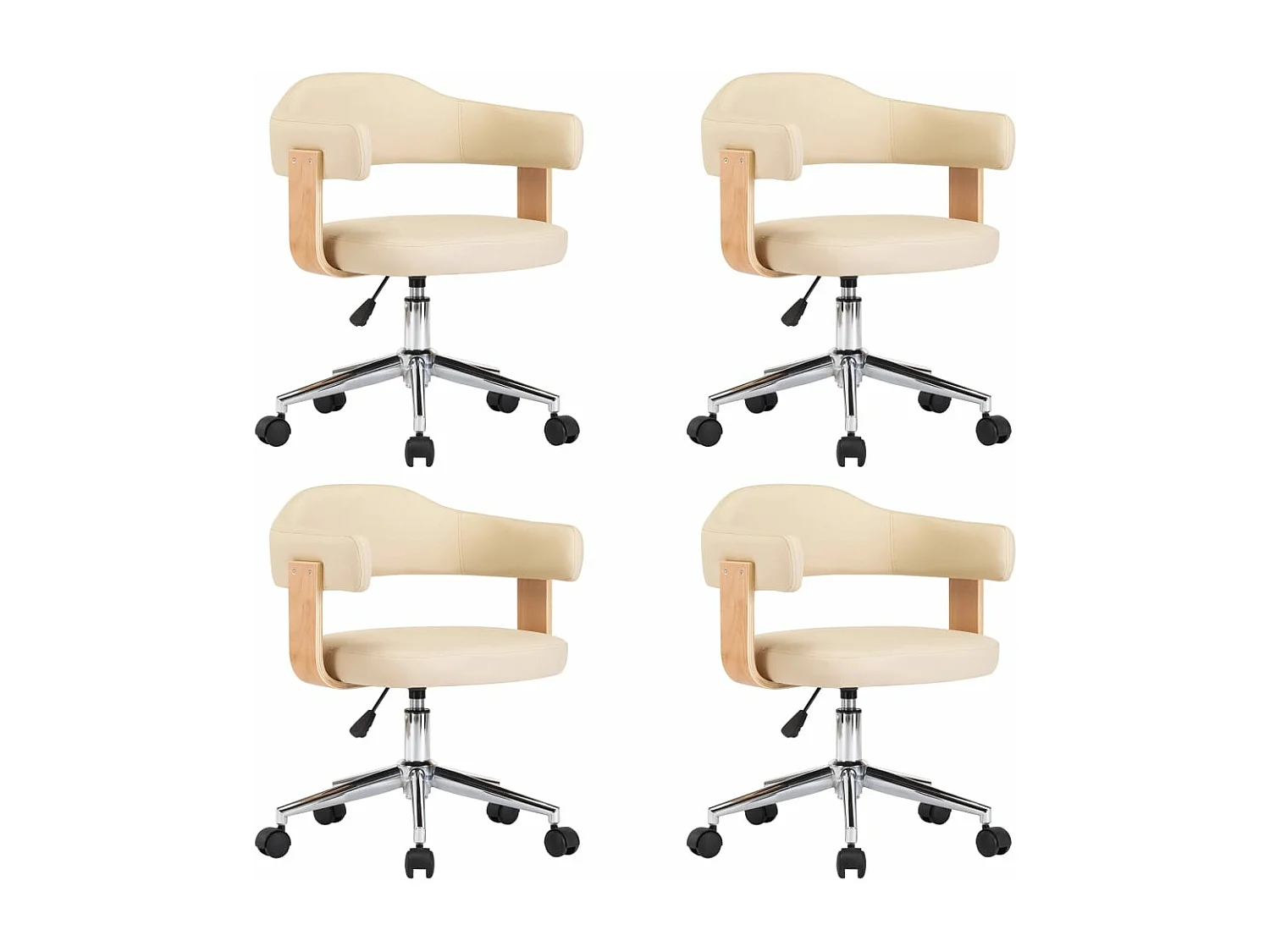 Chaises pivotantes à manger lot de 4 crème similicuir
