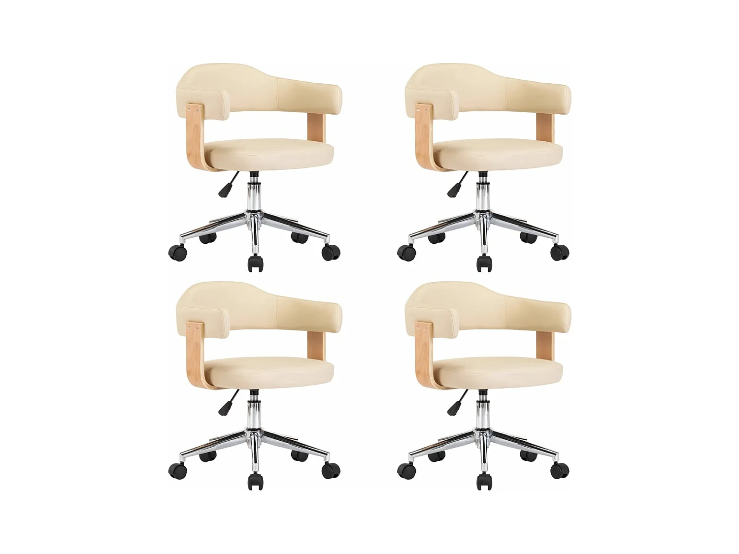 Sillas de comedor giratorias 4 unidades cuero sintético color crema
