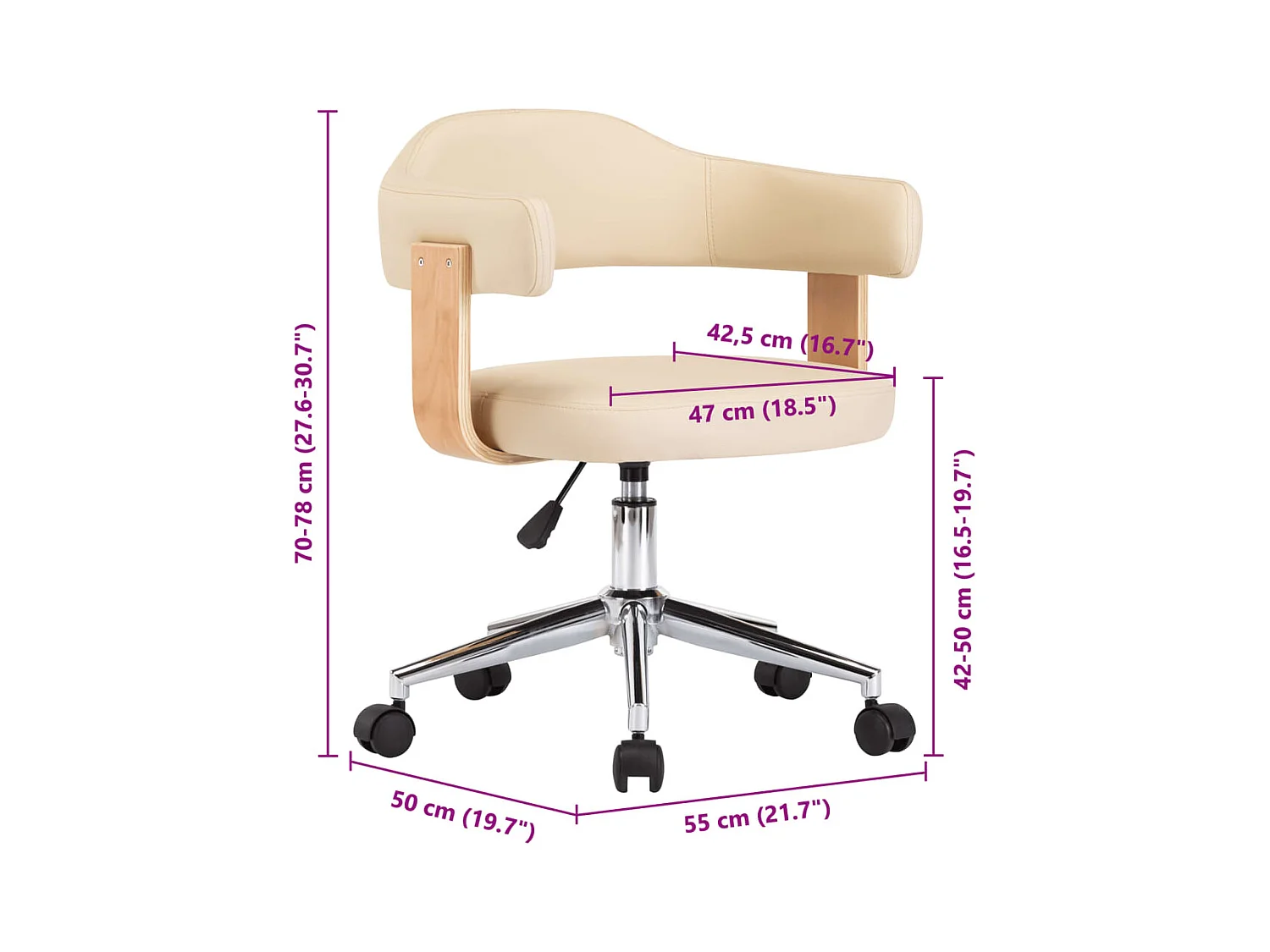 Sillas de comedor giratorias 4 unidades cuero sintético color crema