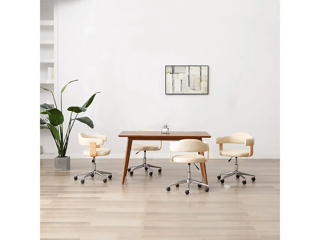 Chaises pivotantes à manger lot de 4 crème similicuir