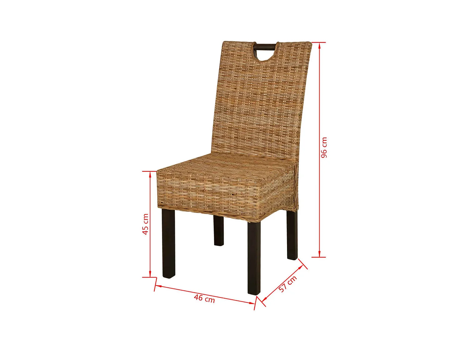 Cadeiras de jantar, 2 peças, vime Kubu e madeira de mangueira