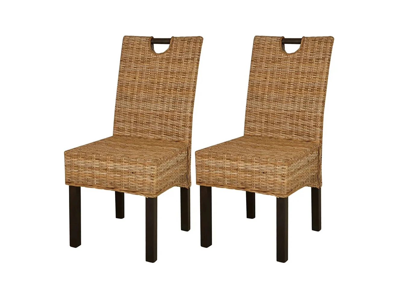 Chaises à manger lot de 2 rotin Kubu bois de manguier