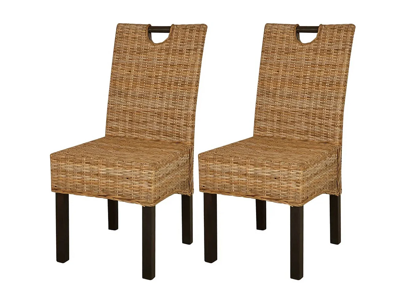 Chaises à manger lot de 2 rotin Kubu bois de manguier