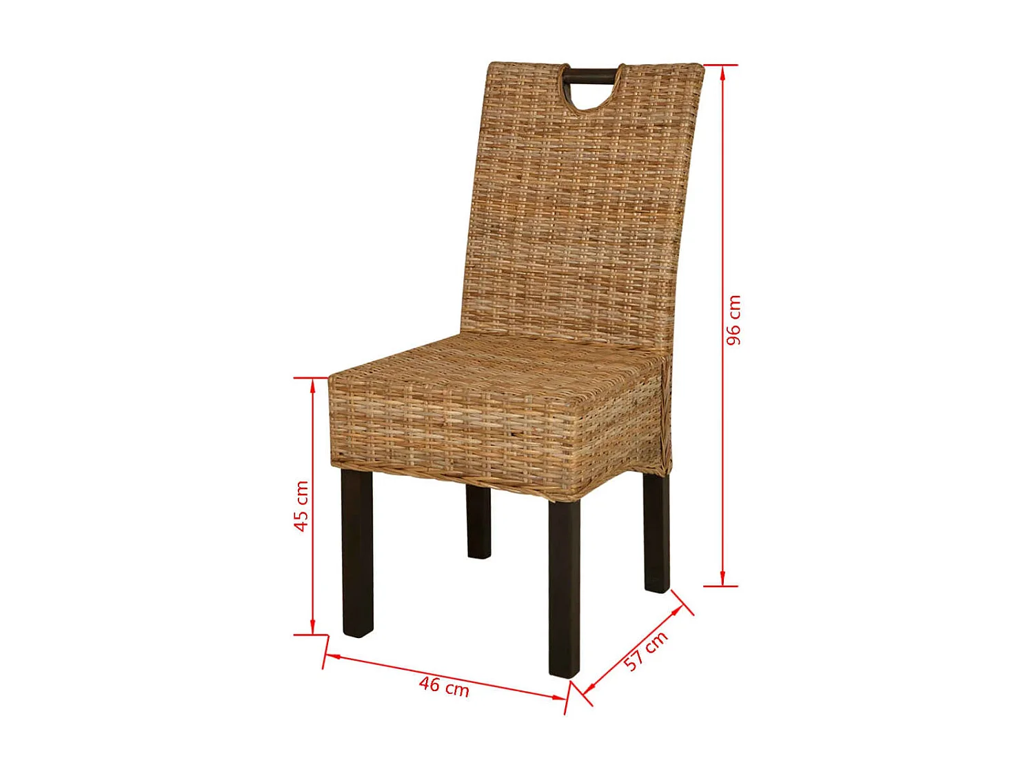 Chaises à manger lot de 2 rotin Kubu bois de manguier