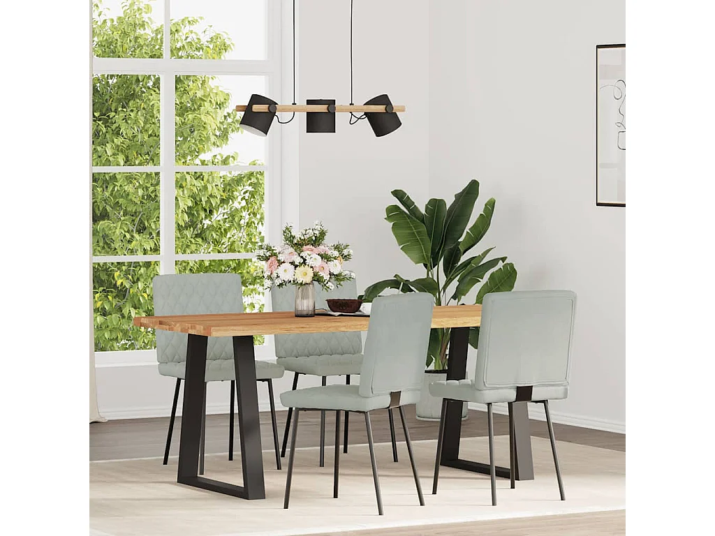 Chaises à manger lot de 4 Gris foncé Velours