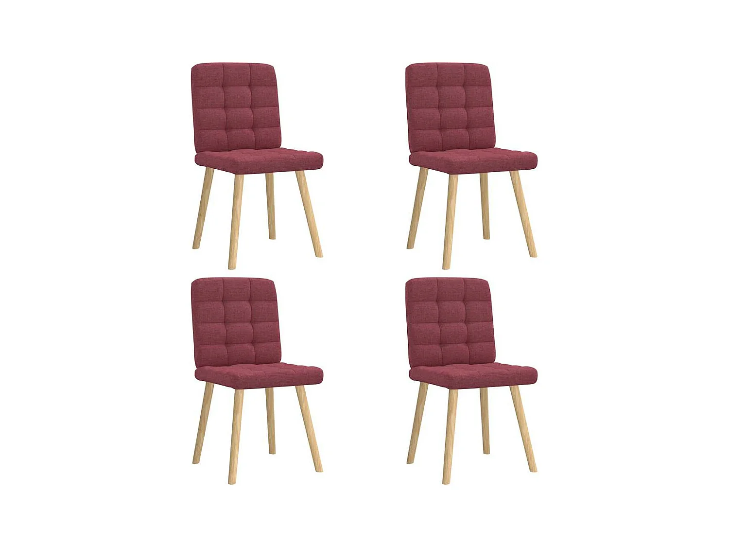 Chaises à manger lot de 4 rouge bordeaux tissu