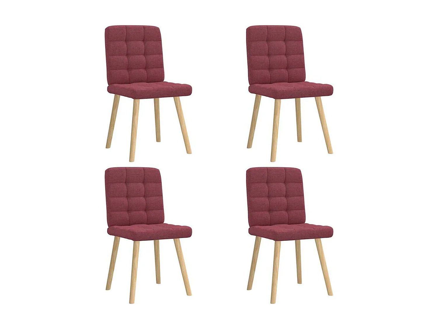 Chaises à manger lot de 4 rouge bordeaux tissu