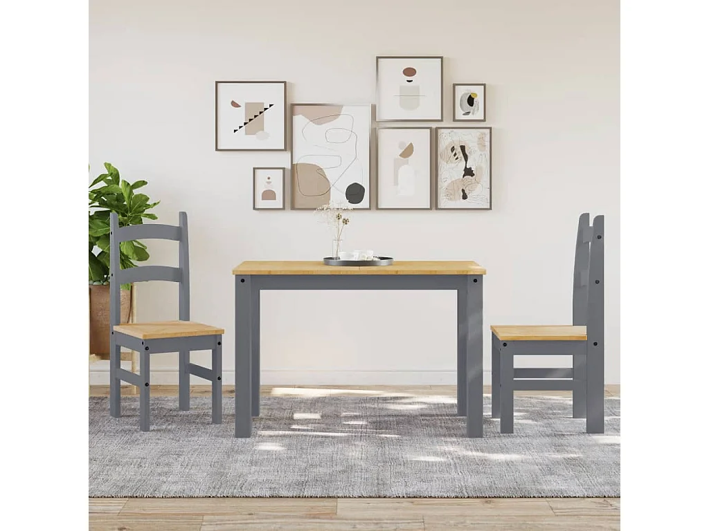 Chaises à manger lot de 2 gris 40x46x99 cm bois massif de pin