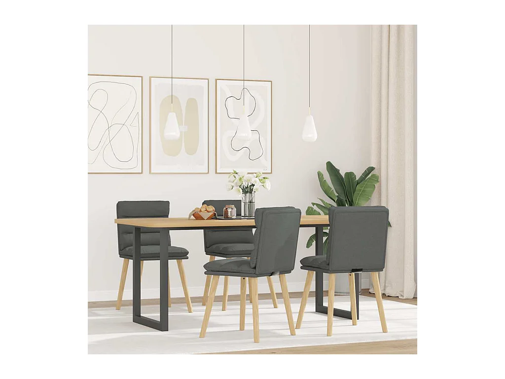 Chaises à manger lot de 4 gris foncé tissu