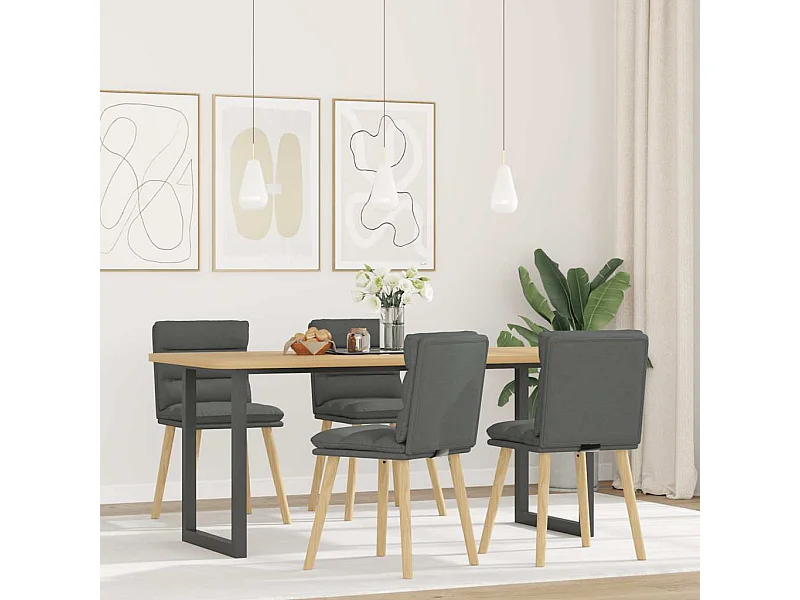 Eetkamerstoelen 4 stukkenstof donkergrijs