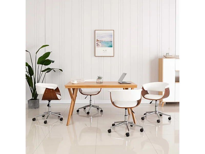 Eetkamerstoelen draaibaar 4 st kunstleer wit