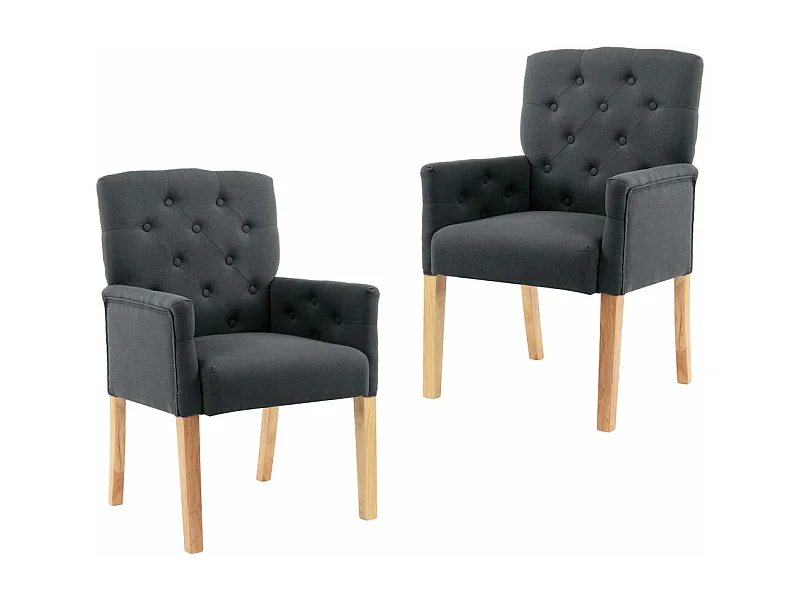 Eetkamerstoelen 2 st met armleuningen stof grijs