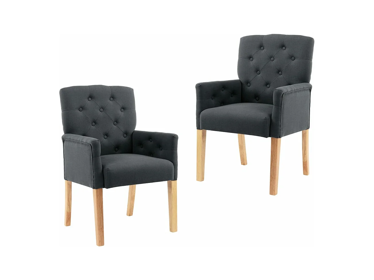 Chaises à manger avec accoudoirs lot de 2 gris tissu