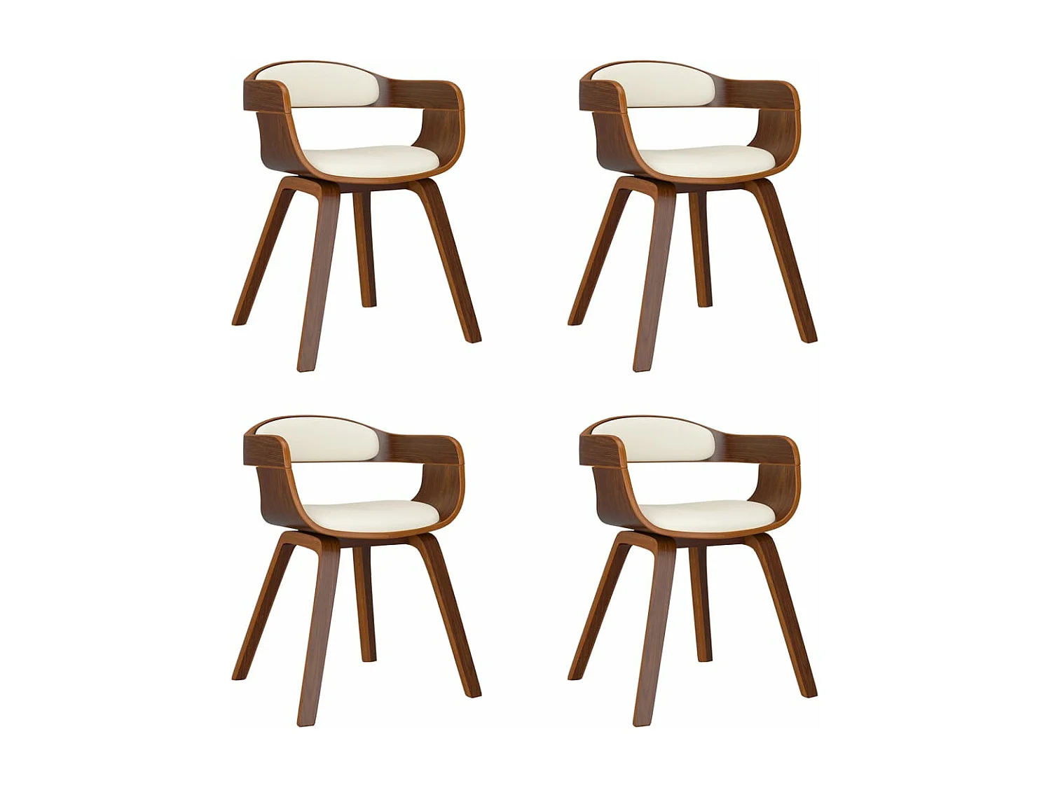 Sillas de comedor 4 unidades cuero sintético y madera curvada crema