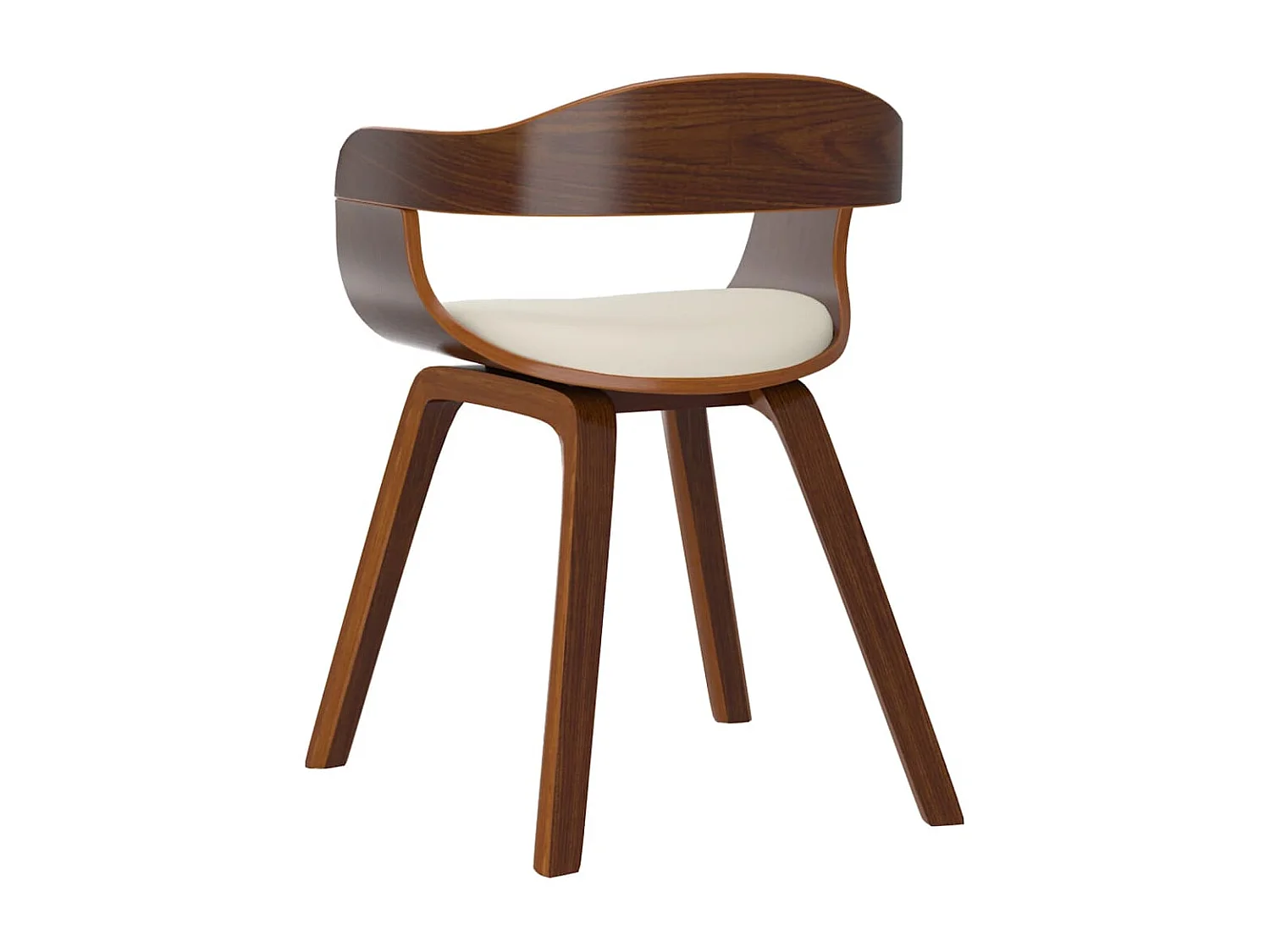 Sillas de comedor 4 unidades cuero sintético y madera curvada crema