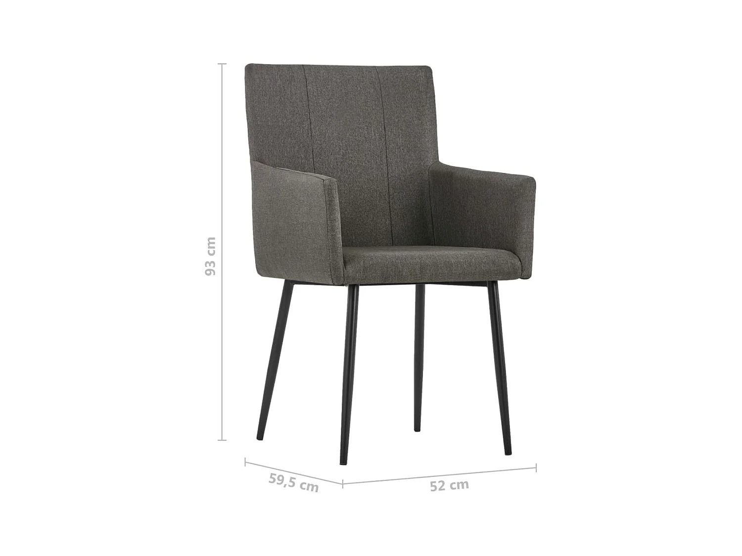 Chaises à manger et accoudoirs lot de 2 taupe tissu
