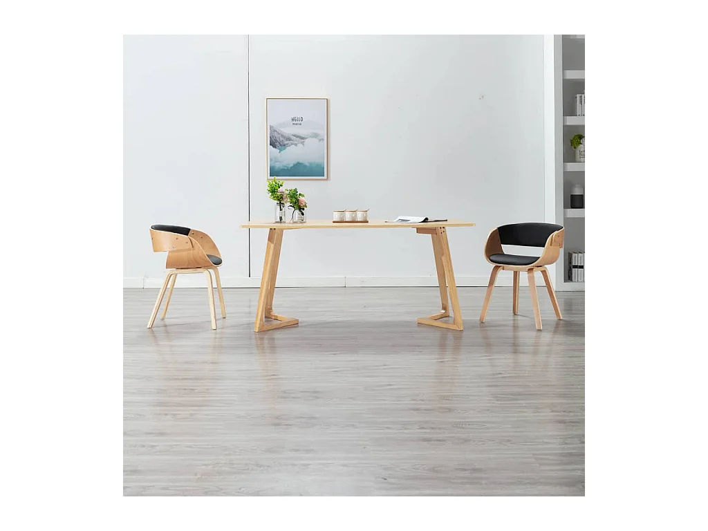 Eetkamerstoelen 2 st gebogen hout en kunstleer