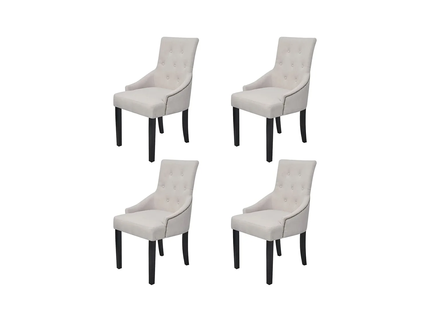Chaises à manger lot de 4 gris crème tissu