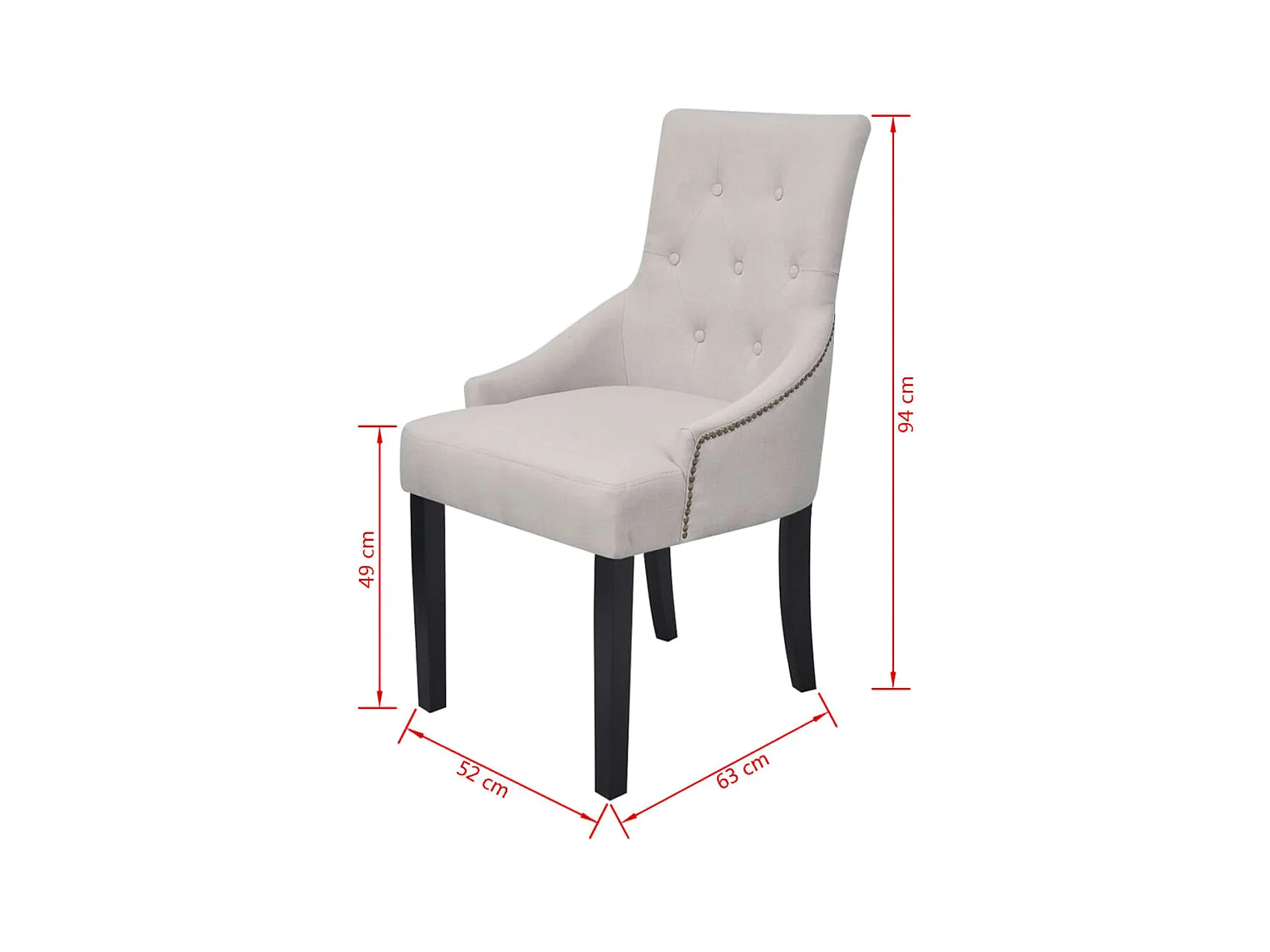 Chaises à manger lot de 4 gris crème tissu