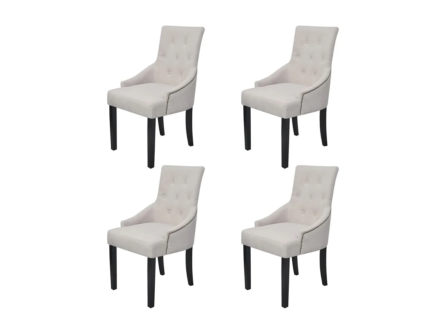Chaises à manger lot de 4 gris crème tissu