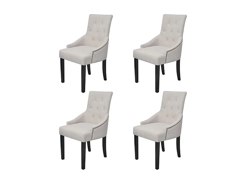 Chaises à manger lot de 4 gris crème tissu