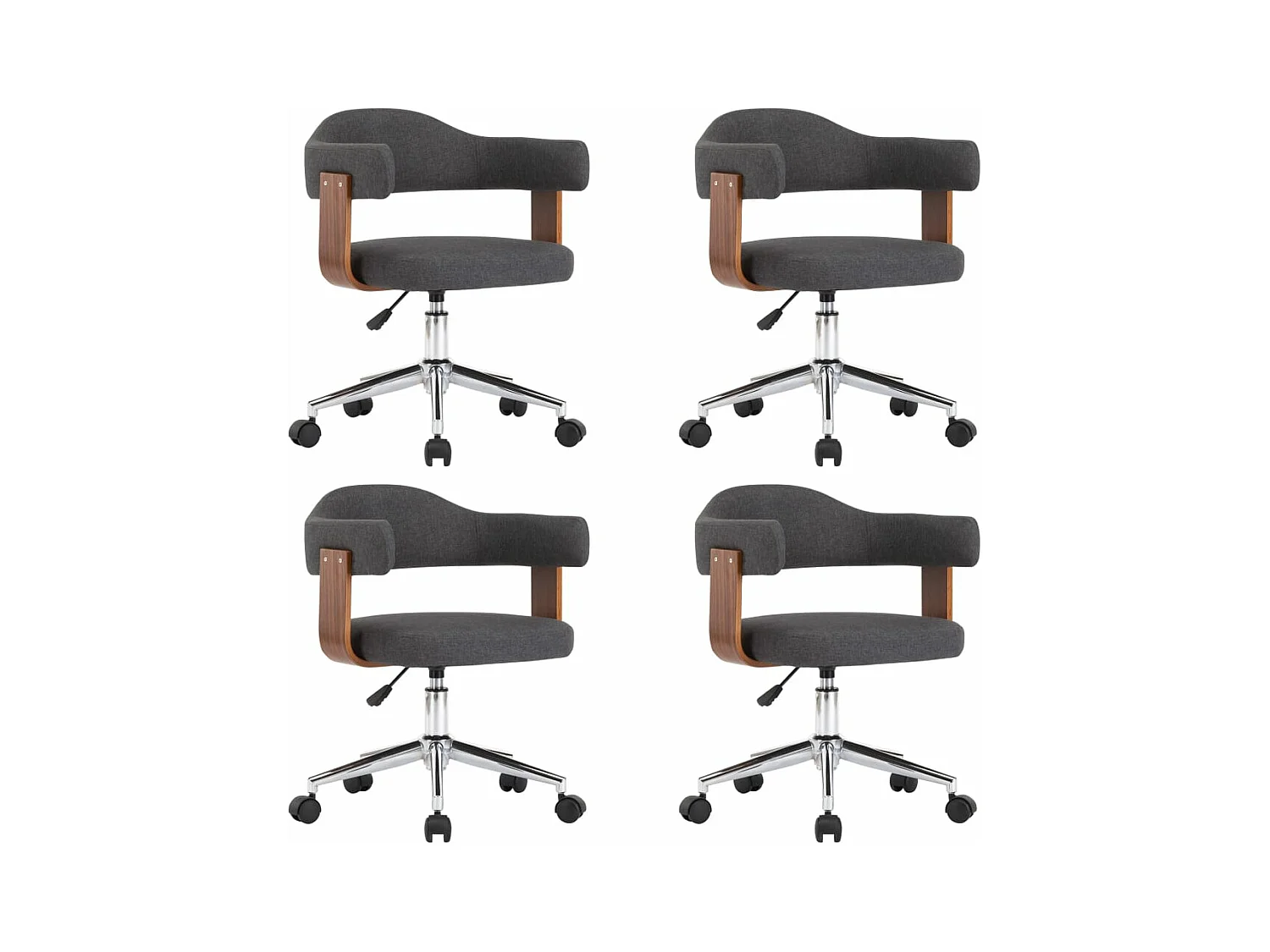 Chaises pivotantes à manger lot de 4 gris bois courbé et tissu