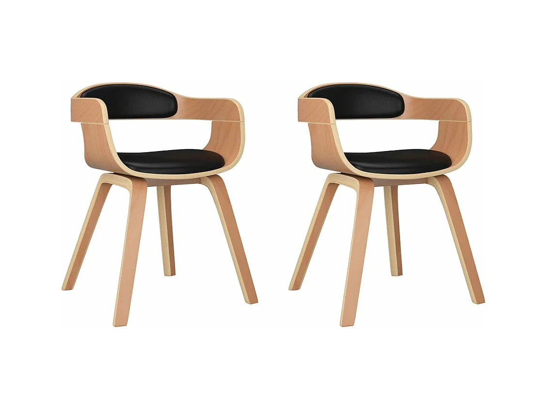 Chaises à manger lot de 2 noir bois courbé et similicuir