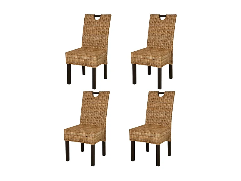 Silla de comedor 4 unidades Kubu ratán madera de mango